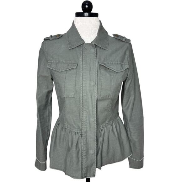 Anna Cai Utility Peplum Jacket Olive green Size Small - Picture 1 of 9